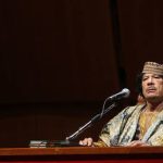 FILE PHOTO: Lybia's Leader Muammar Gaddafi attends a meeting with seven hundred Italian women at the Auditorium Parco Della Musica on June 12, 2009 in Rome, Italy.