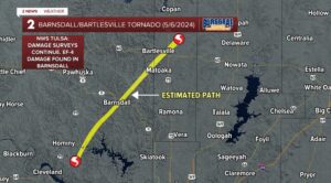 PHOTO Of Tornado Path All The Way Until It Hit Barnsdall Oklahoma